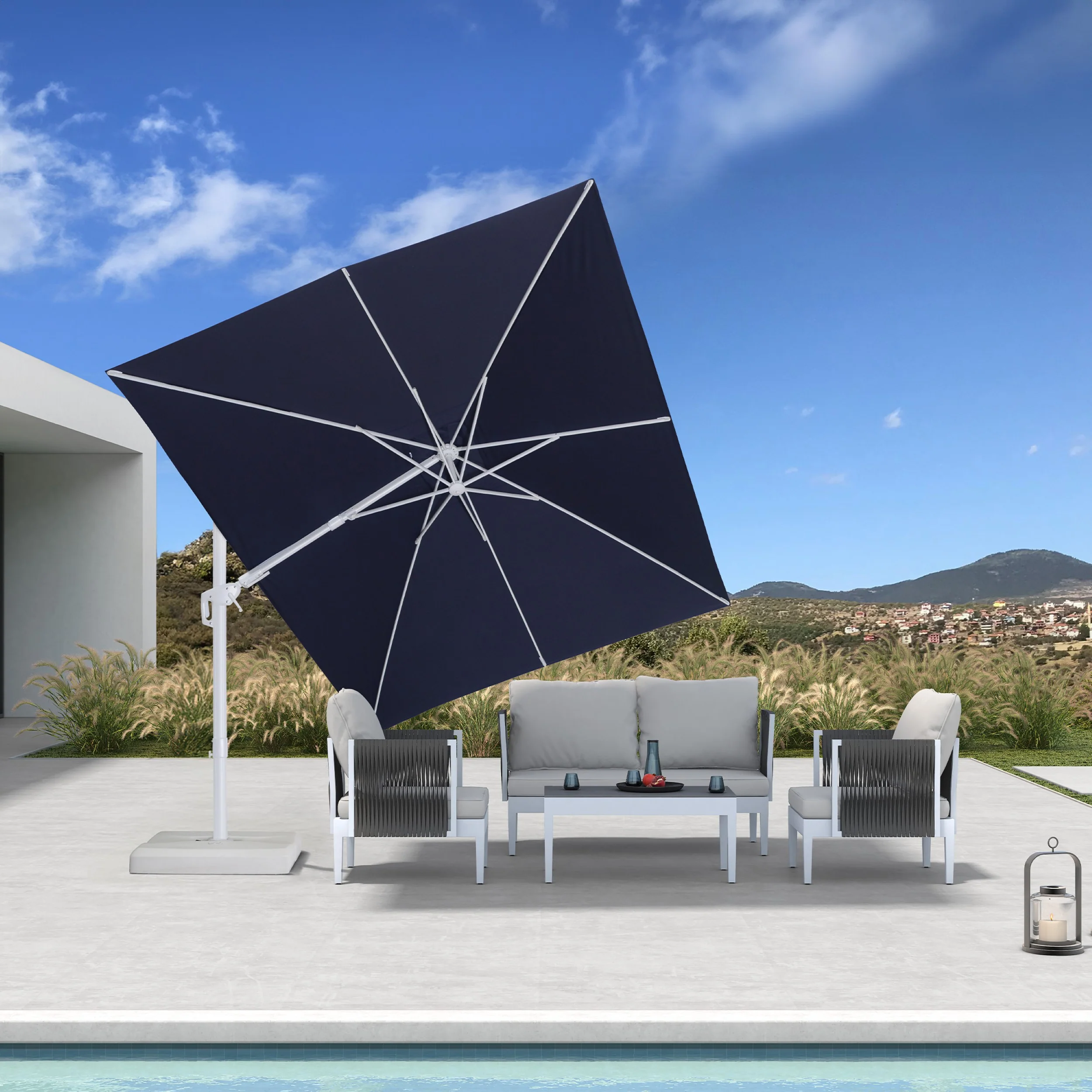 PURPLE LEAF Best White Patio Rotating Umbrella Swivel Outdoor Umbrellas - Image 18