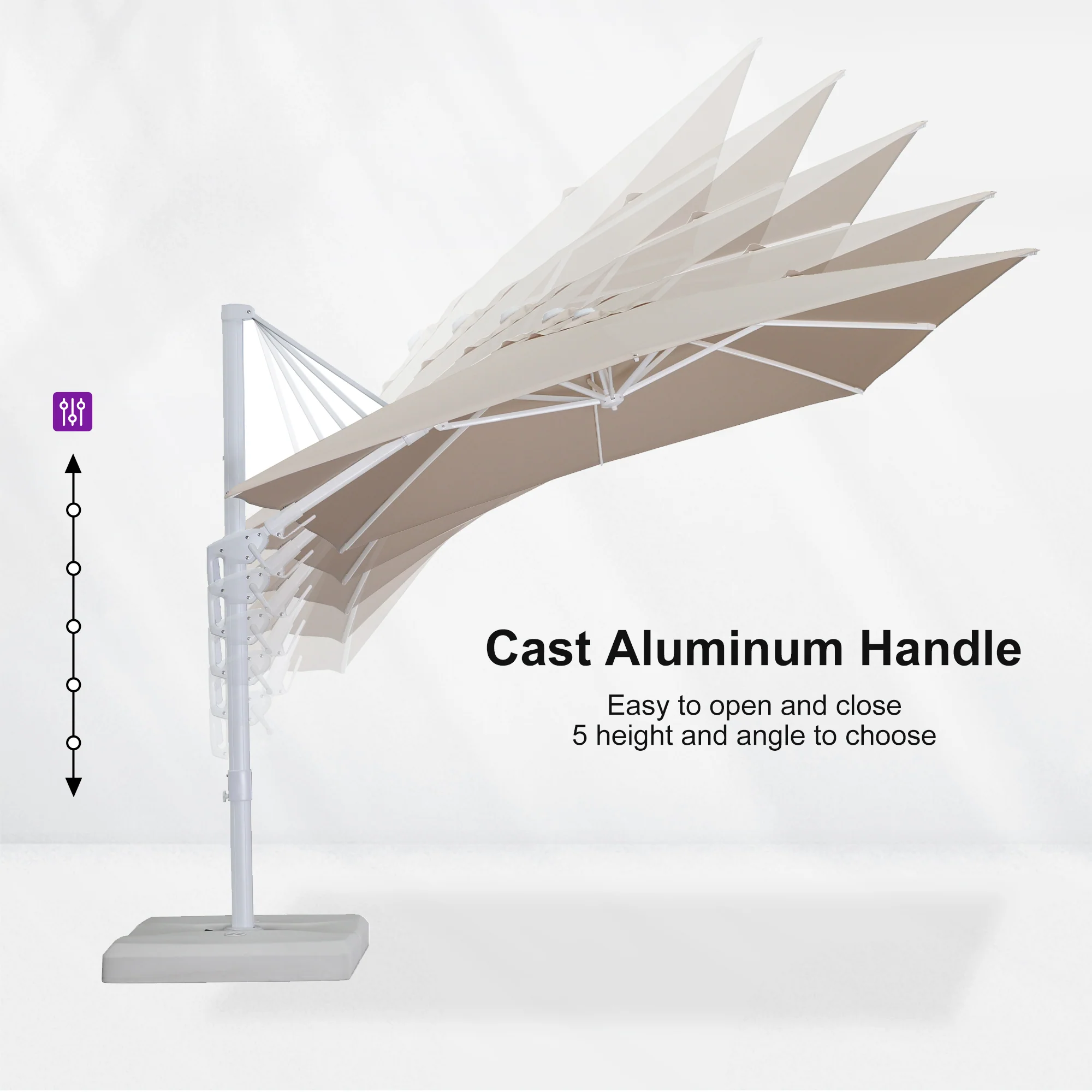 PURPLE LEAF Best White Patio Rotating Umbrella Swivel Outdoor Umbrellas - Image 43