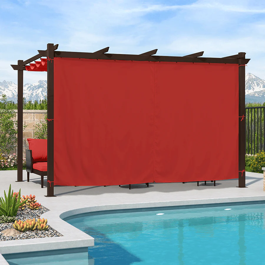 PURPLE LEAF Bronze Pergola Outdoor Retractable Metal Pergola with Canopy with Shade Cover With Curtains - Image 135