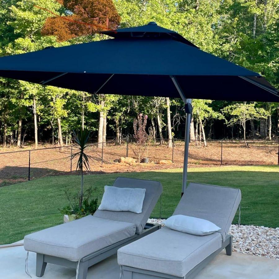 PURPLE LEAF Cantilever Patio Umbrella Gray Pole Outdoor Umbrella with UV Protection - Image 187