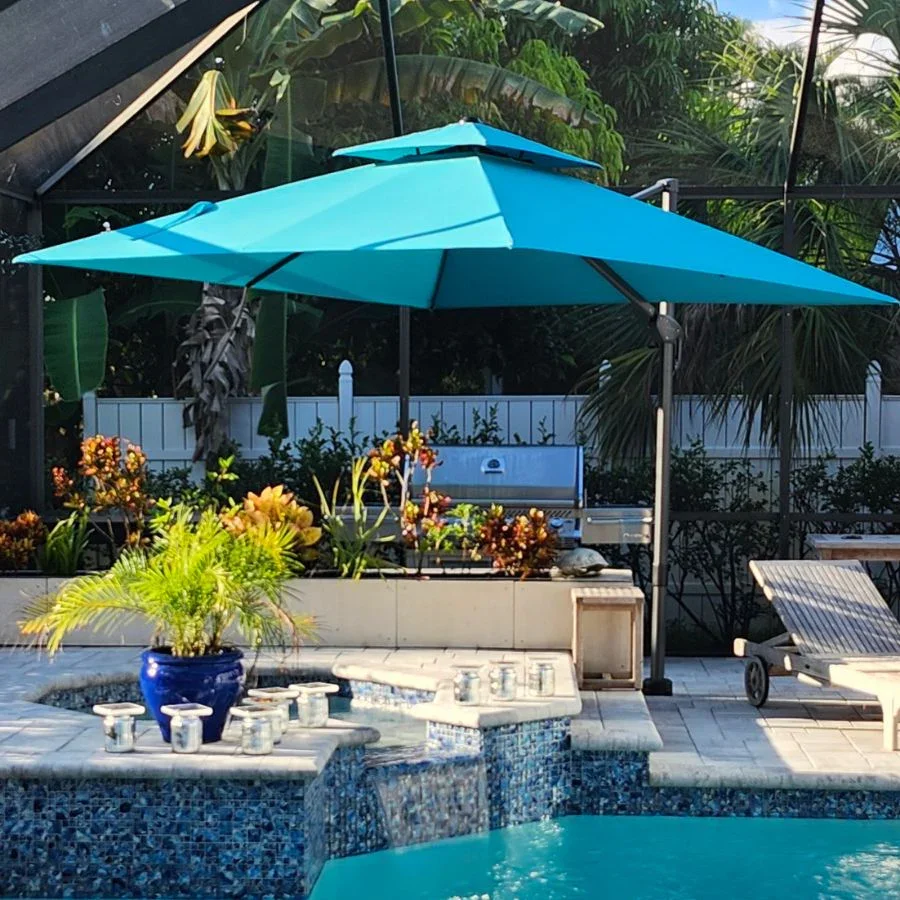PURPLE LEAF Cantilever Patio Umbrella Gray Pole Outdoor Umbrella with UV Protection - Image 189