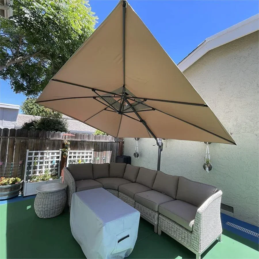 PURPLE LEAF Cantilever Patio Umbrella Gray Pole Outdoor Umbrella with UV Protection - Image 194