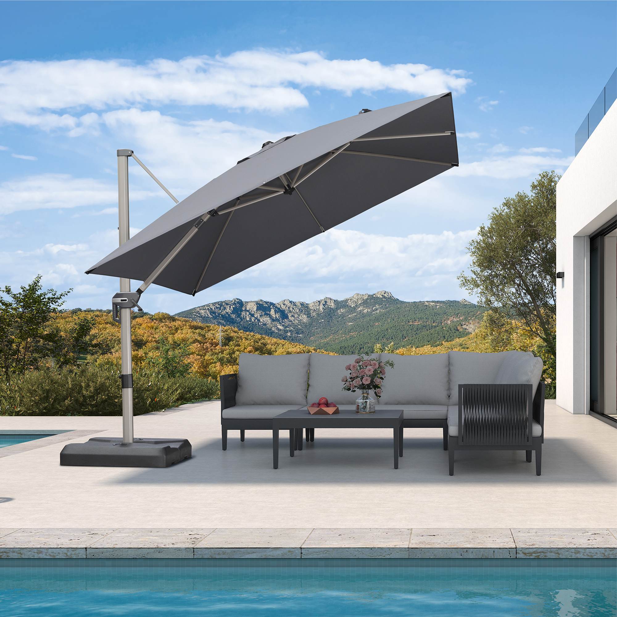 PURPLE LEAF Hailar Deluxe Outdoor Patio Umbrella Aluminum Cantilever Umbrellas - Image 144