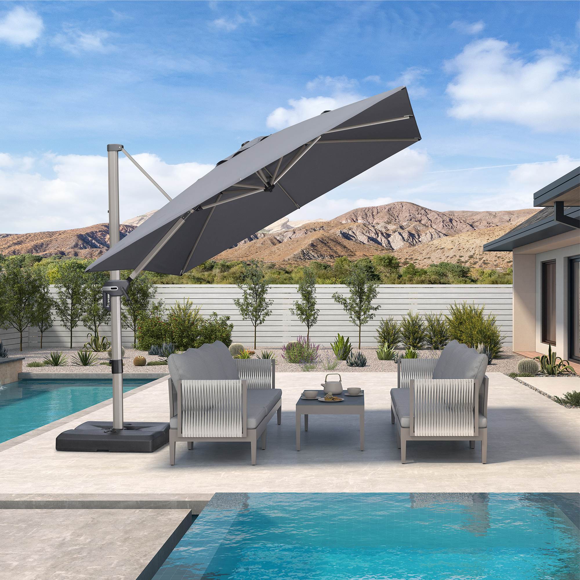 PURPLE LEAF Hailar Deluxe Outdoor Patio Umbrella Aluminum Cantilever Umbrellas - Image 145