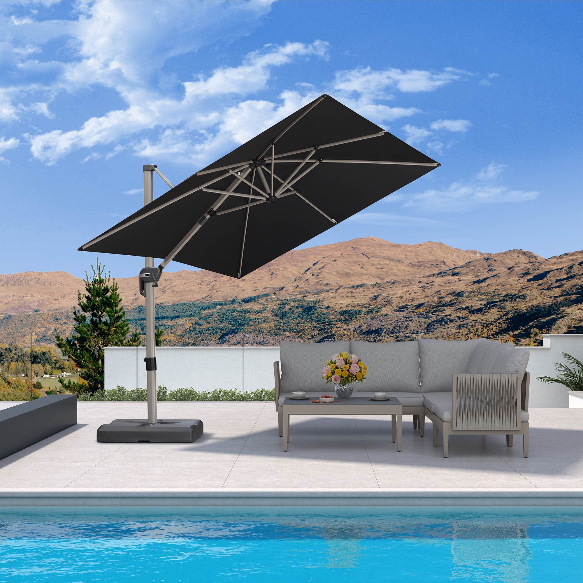 PURPLE LEAF Hailar Deluxe Outdoor Patio Umbrella Aluminum Cantilever Umbrellas - Image 147
