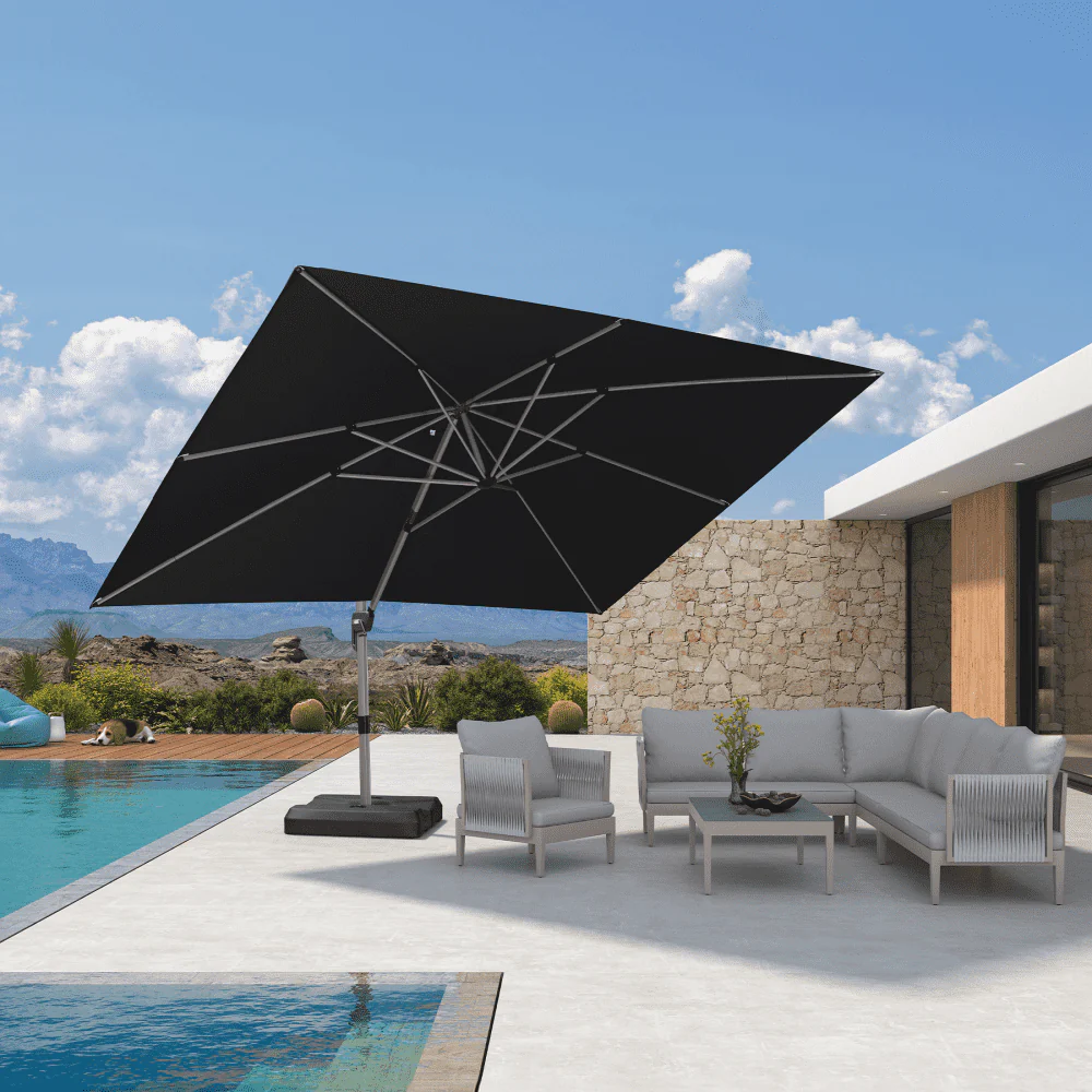 PURPLE LEAF Hailar Deluxe Outdoor Patio Umbrella Aluminum Cantilever Umbrellas - Image 153