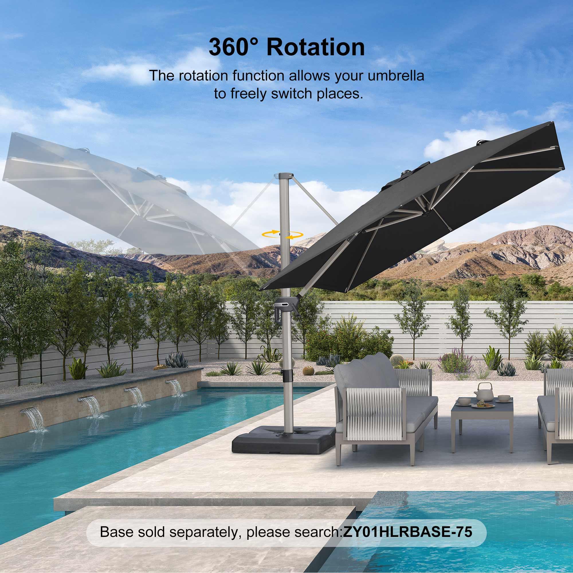 PURPLE LEAF Hailar Deluxe Outdoor Patio Umbrella Aluminum Cantilever Umbrellas - Image 160