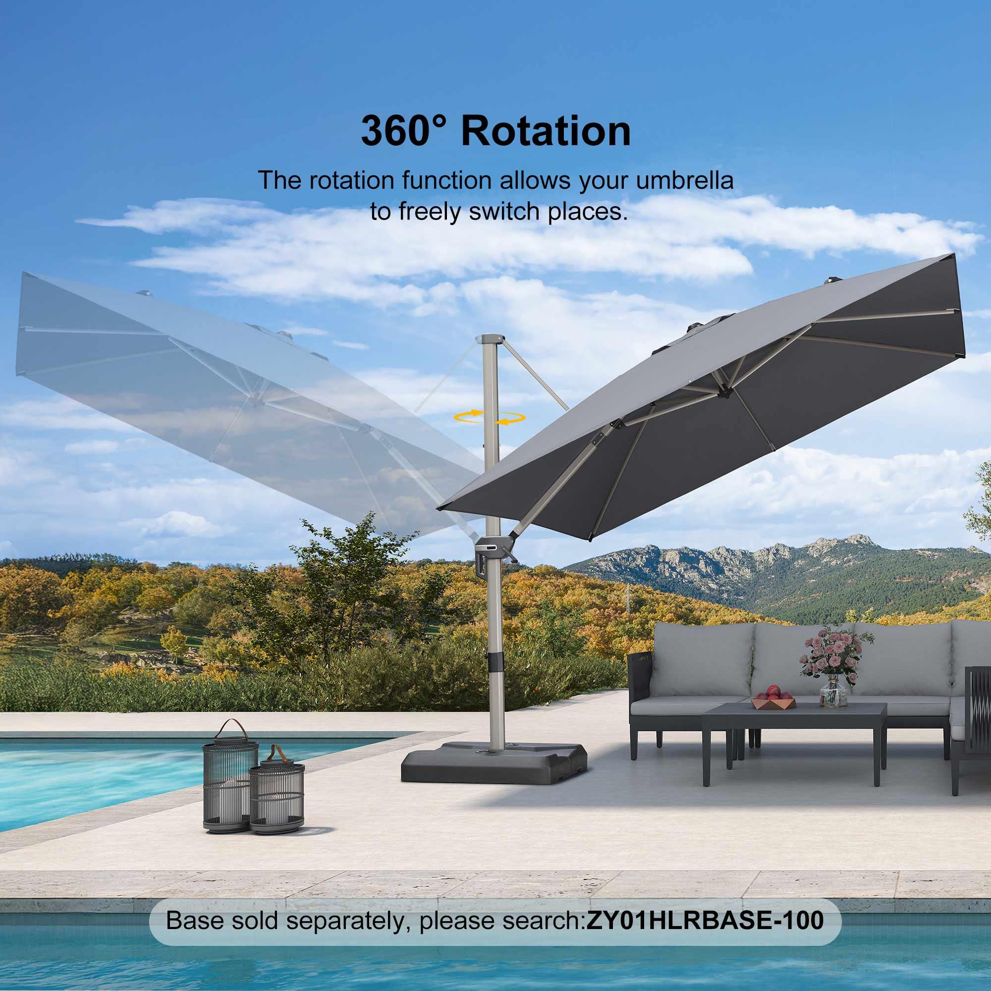 PURPLE LEAF Hailar Deluxe Outdoor Patio Umbrella Aluminum Cantilever Umbrellas - Image 161