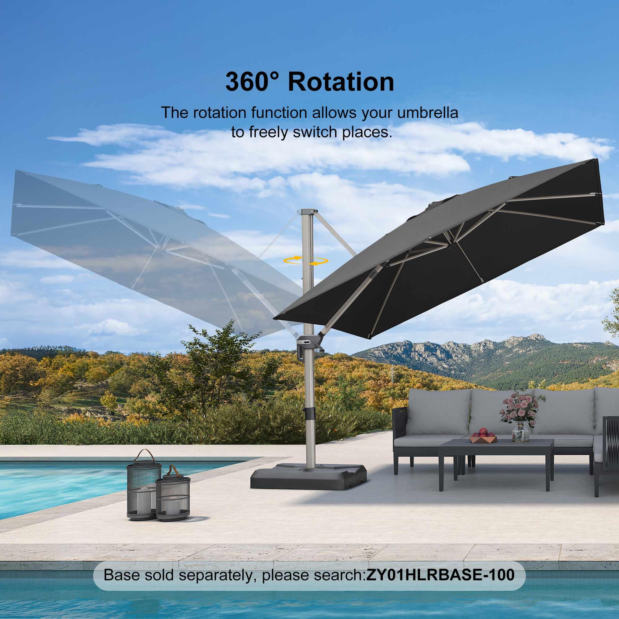 PURPLE LEAF Hailar Deluxe Outdoor Patio Umbrella Aluminum Cantilever Umbrellas - Image 162