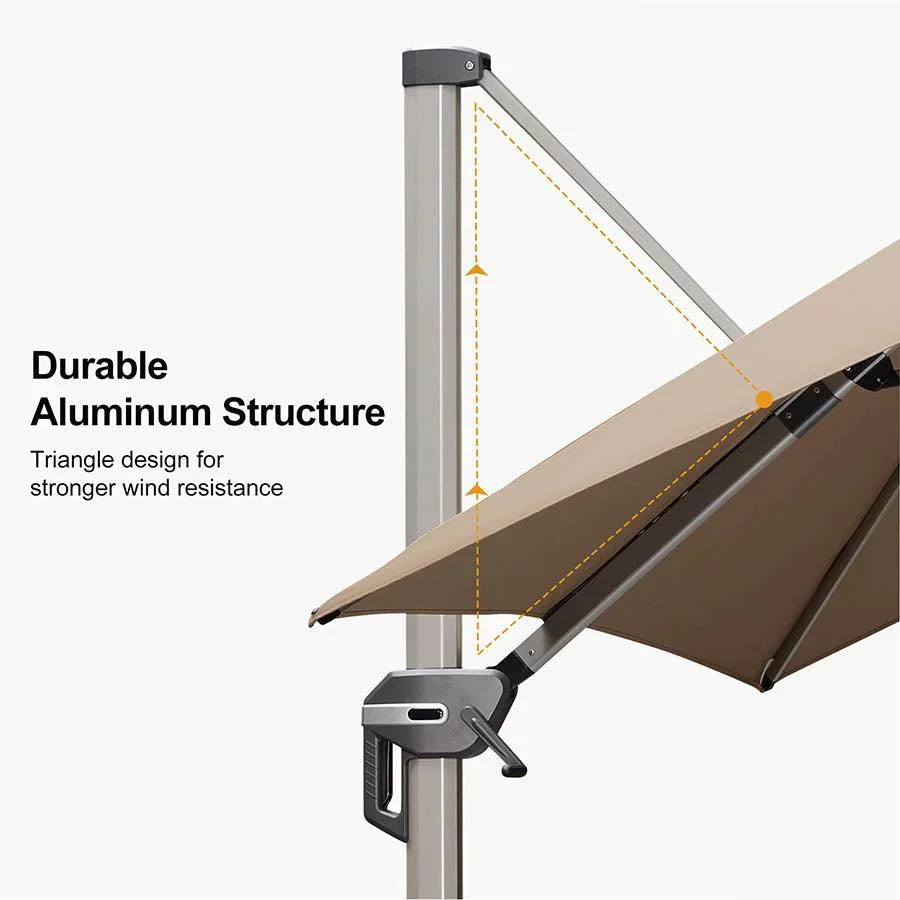 PURPLE LEAF Hailar Deluxe Outdoor Patio Umbrella Aluminum Cantilever Umbrellas - Image 45