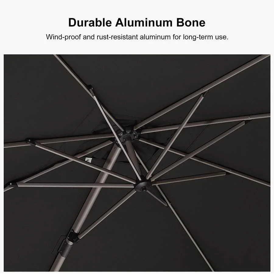 PURPLE LEAF Hailar Deluxe Outdoor Patio Umbrella Aluminum Cantilever Umbrellas - Image 9