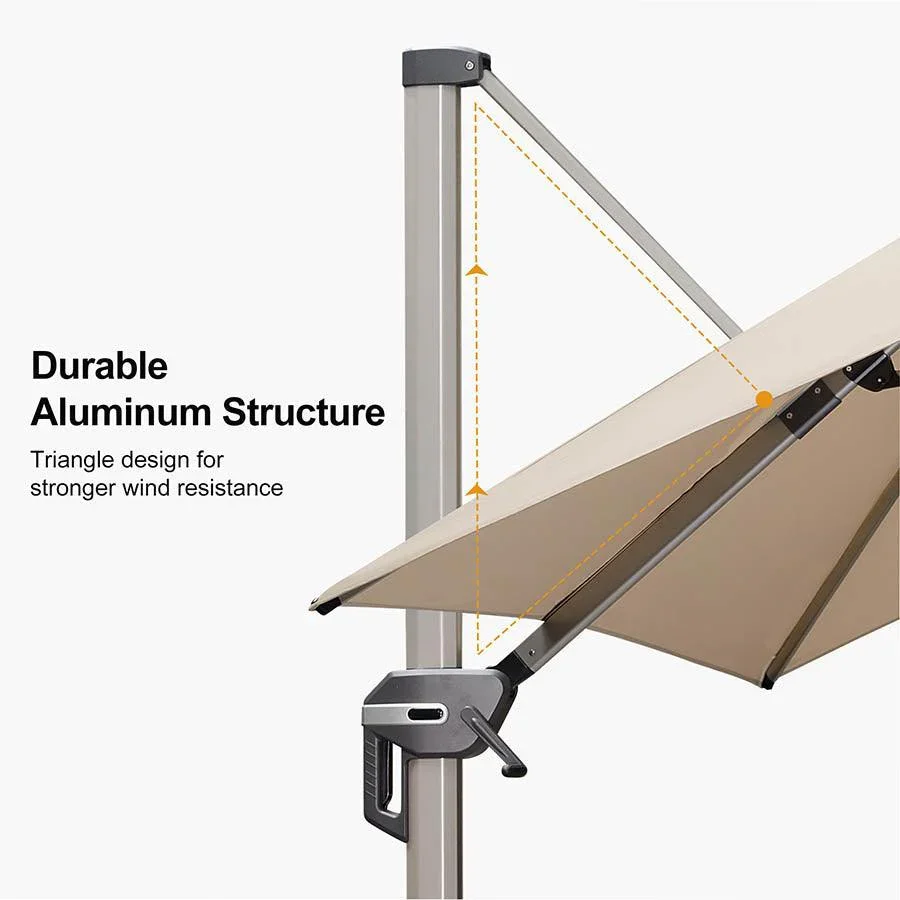 PURPLE LEAF Hailar Deluxe Outdoor Patio Umbrella Aluminum Cantilever Umbrellas - Image 41