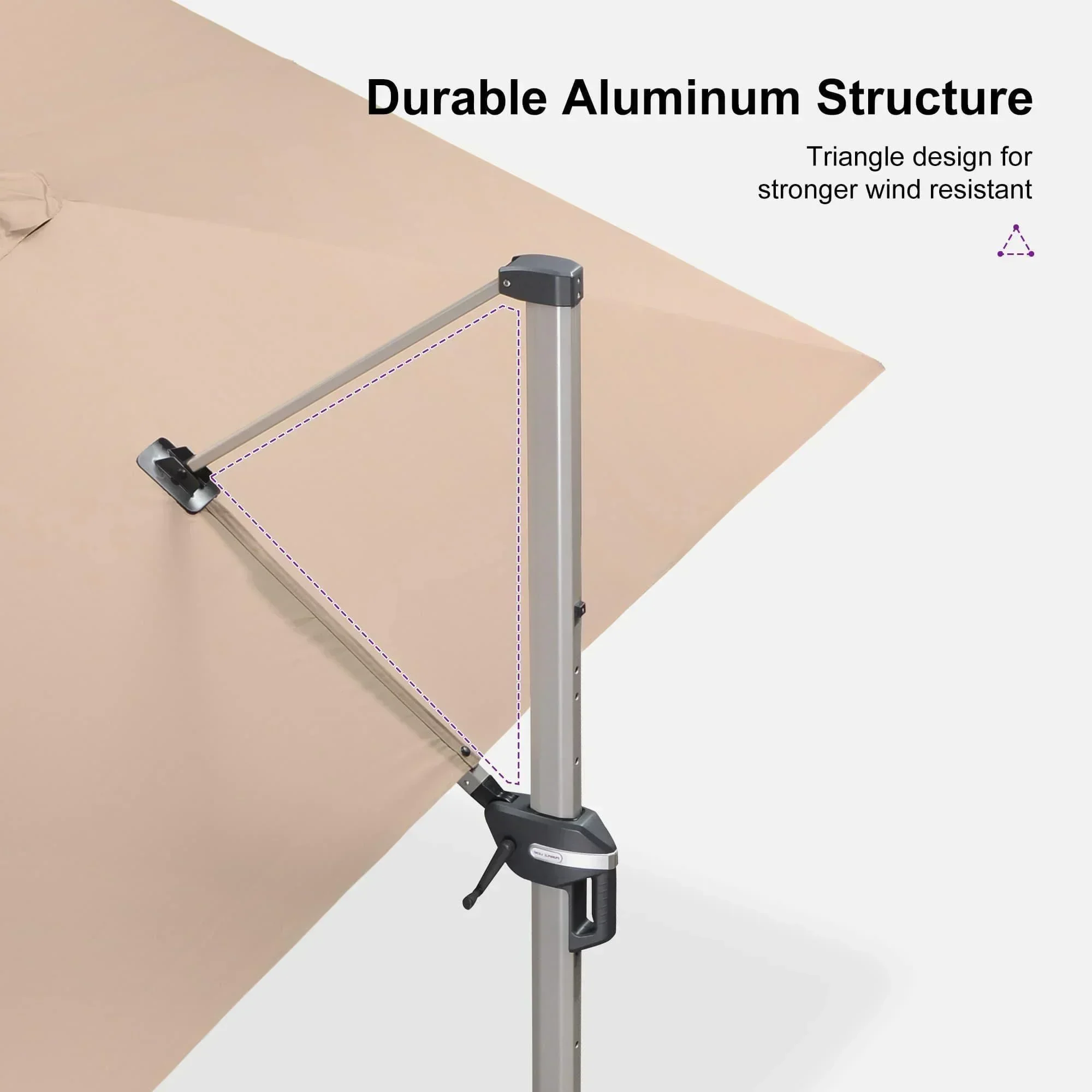 PURPLE LEAF Hailar Deluxe Outdoor Patio Umbrella Aluminum Cantilever Umbrellas - Image 124