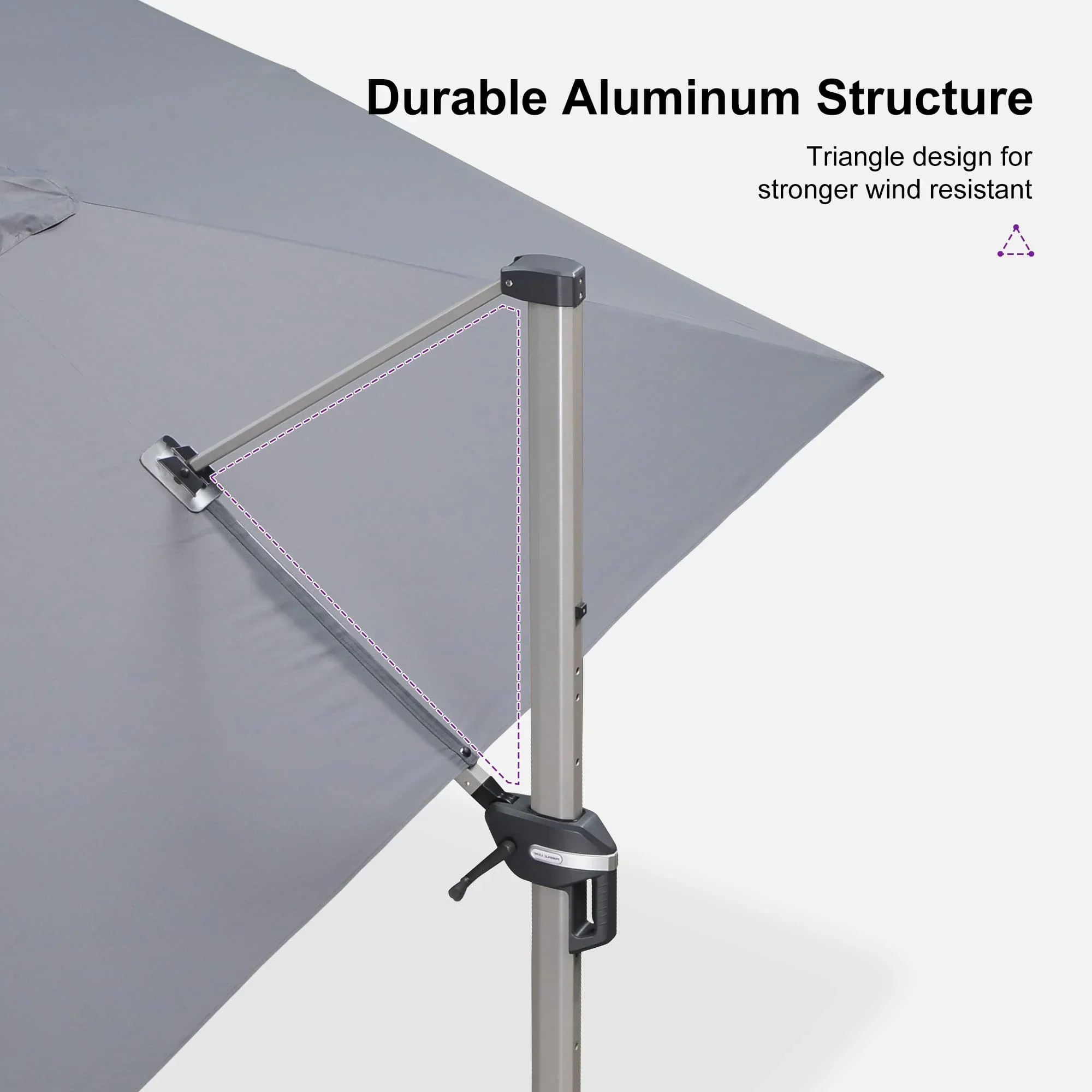 PURPLE LEAF Hailar Deluxe Outdoor Patio Umbrella Aluminum Cantilever Umbrellas - Image 137