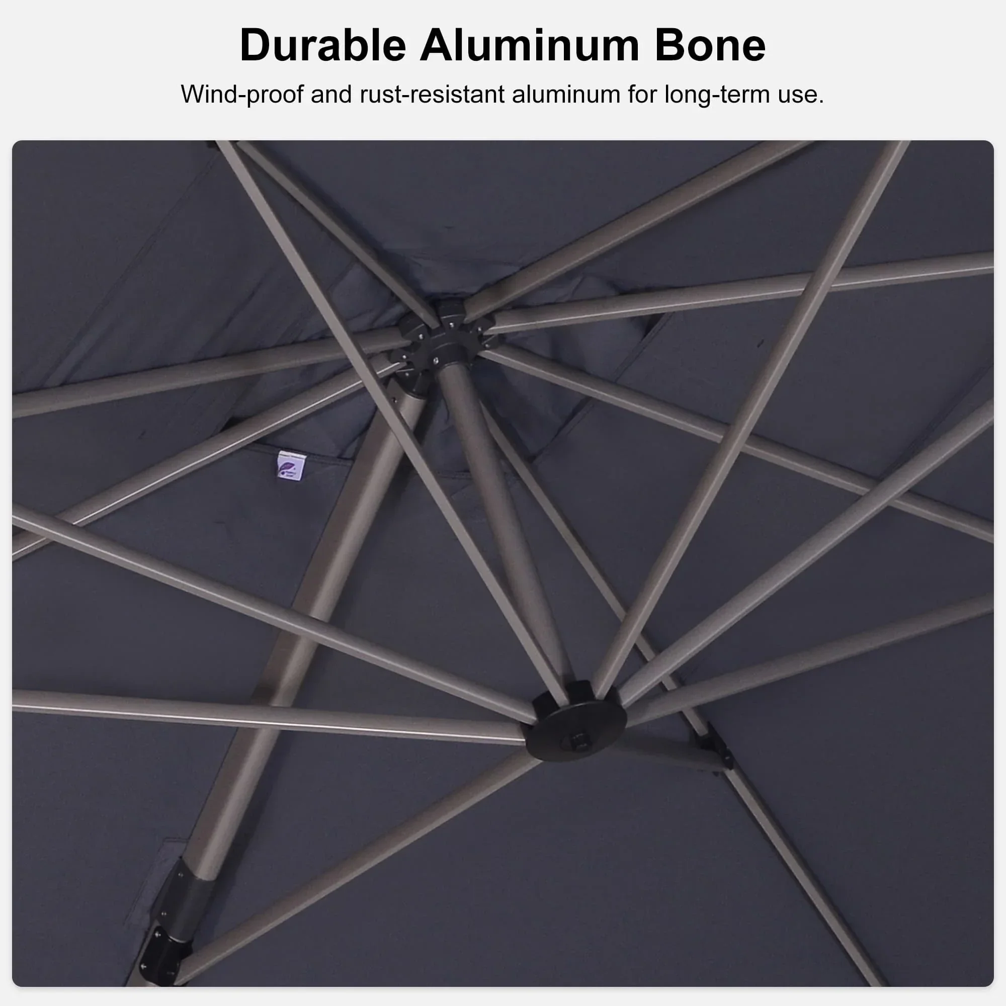 PURPLE LEAF Hailar Deluxe Outdoor Patio Umbrella Aluminum Cantilever Umbrellas - Image 139