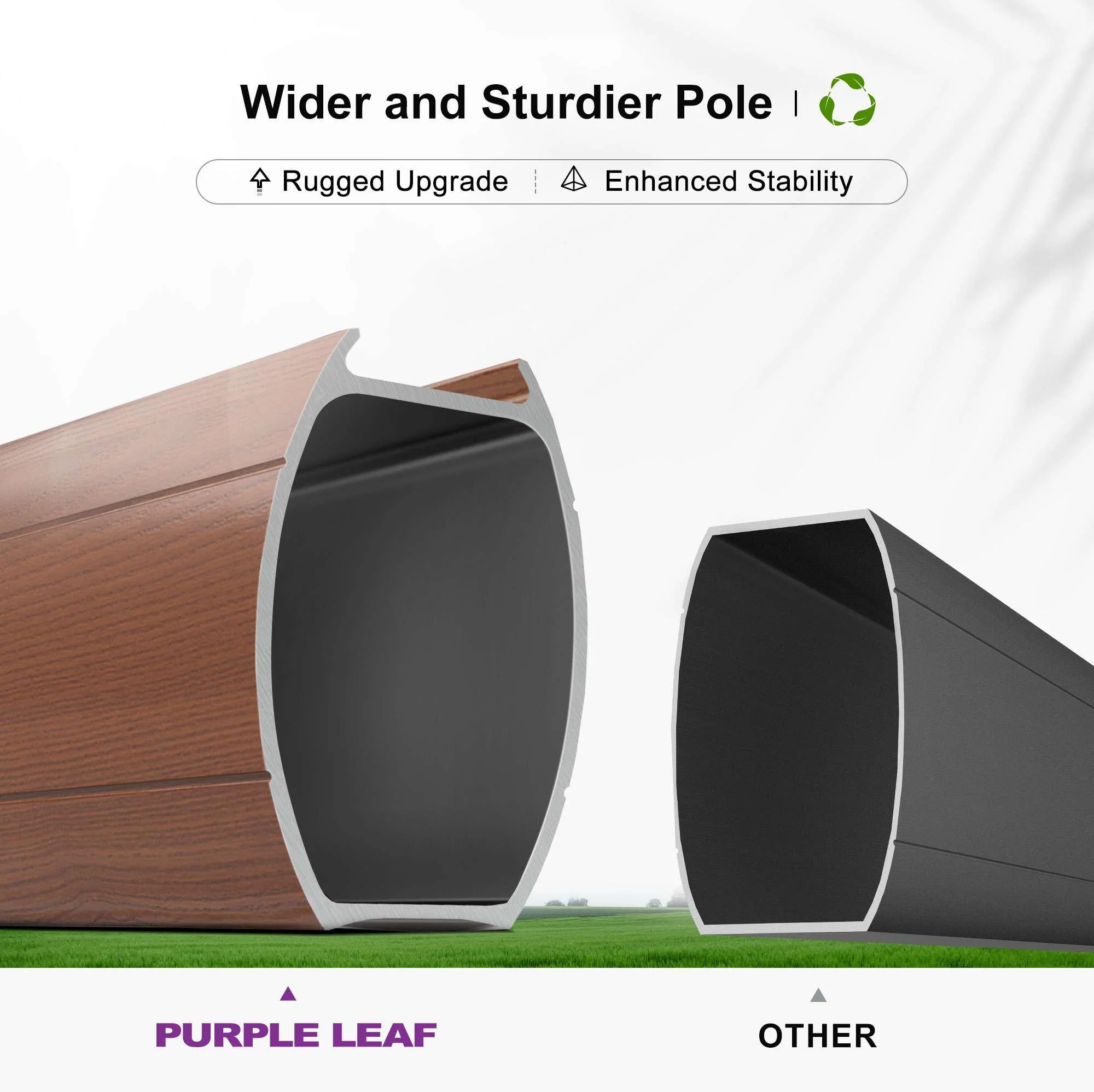 PURPLE LEAF Outdoor Garden Umbrella with Base, Cantilever Umbrellas in Wood Color - Image 79