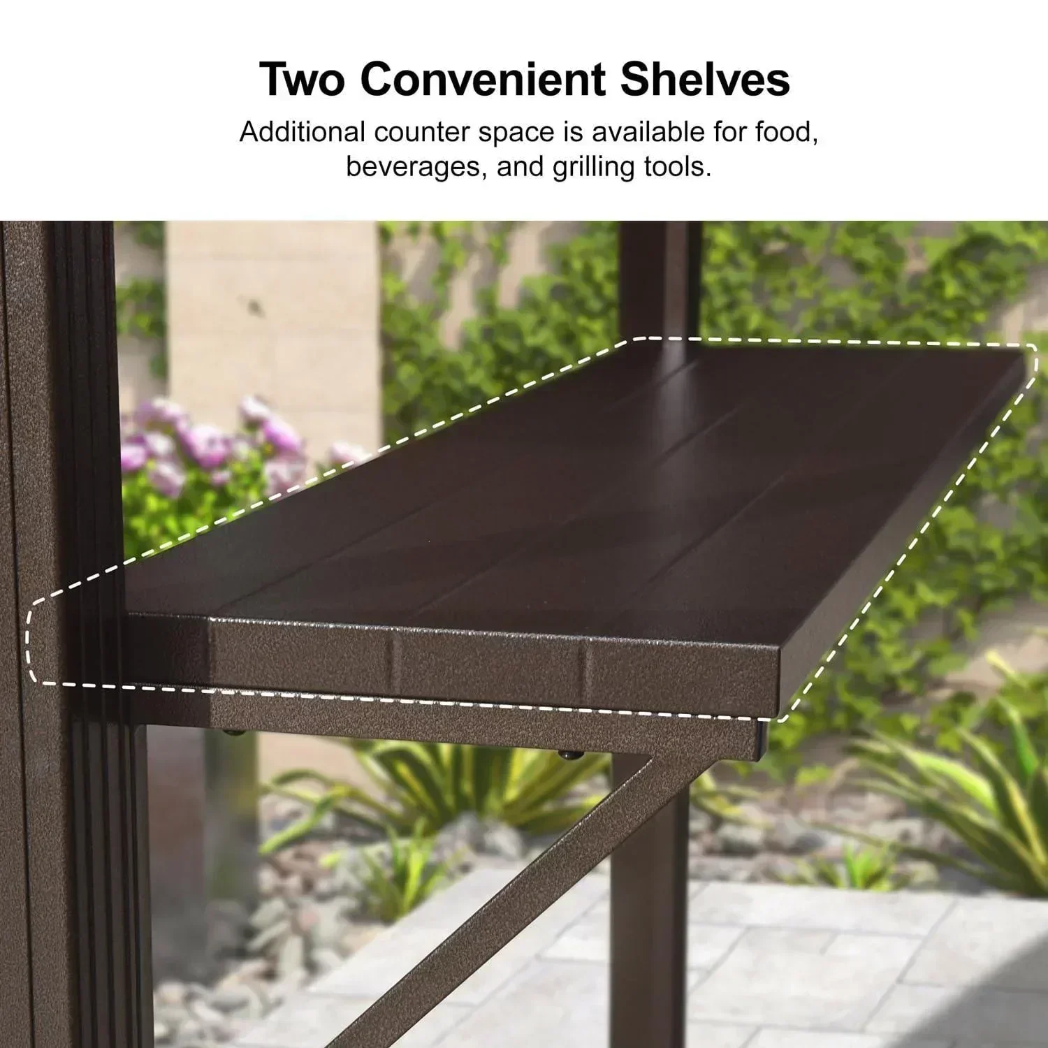 PURPLE LEAF Hardtop Grill Gazebo for Patio Bronze Permanent Metal Roof Outside Sun Shade Outdoor BBQ Canopy with String Lights - Image 23
