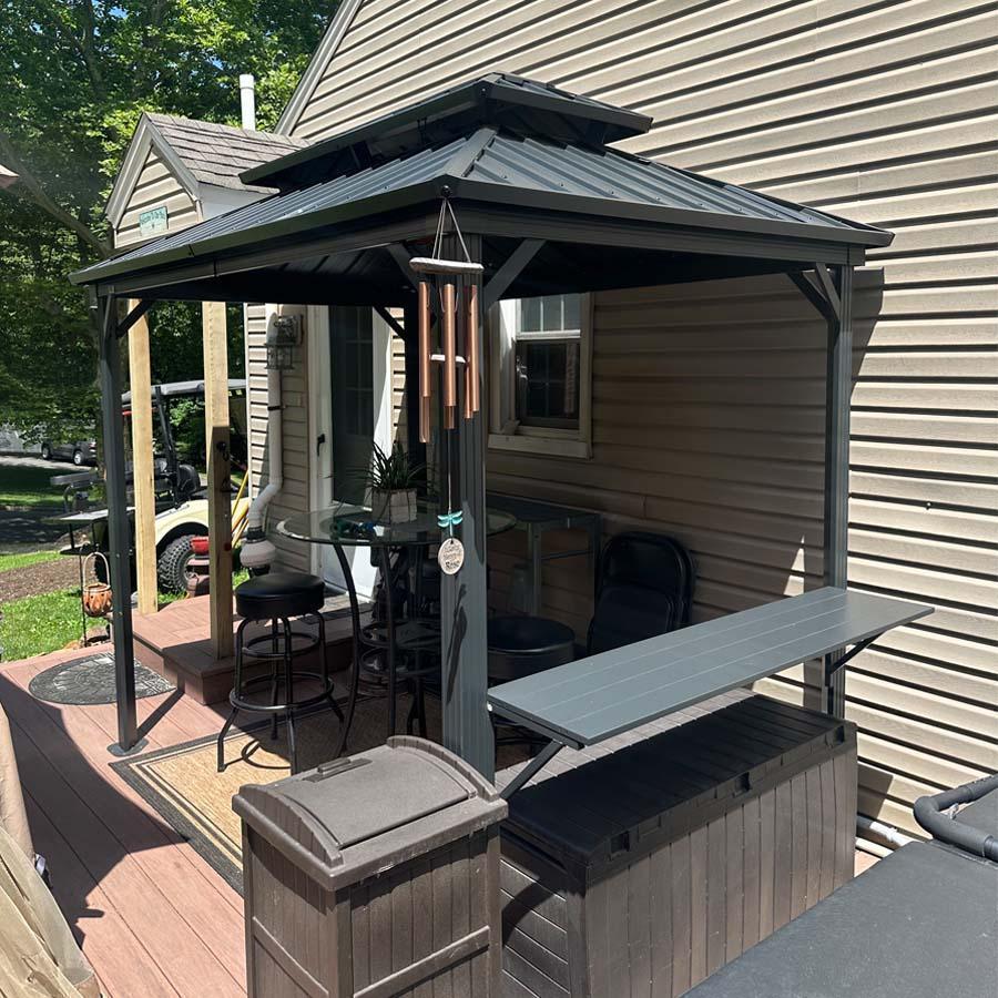 PURPLE LEAF Hardtop Grill Gazebo for Patio Bronze Permanent Metal Roof Outside Sun Shade Outdoor BBQ Canopy with String Lights - Image 27