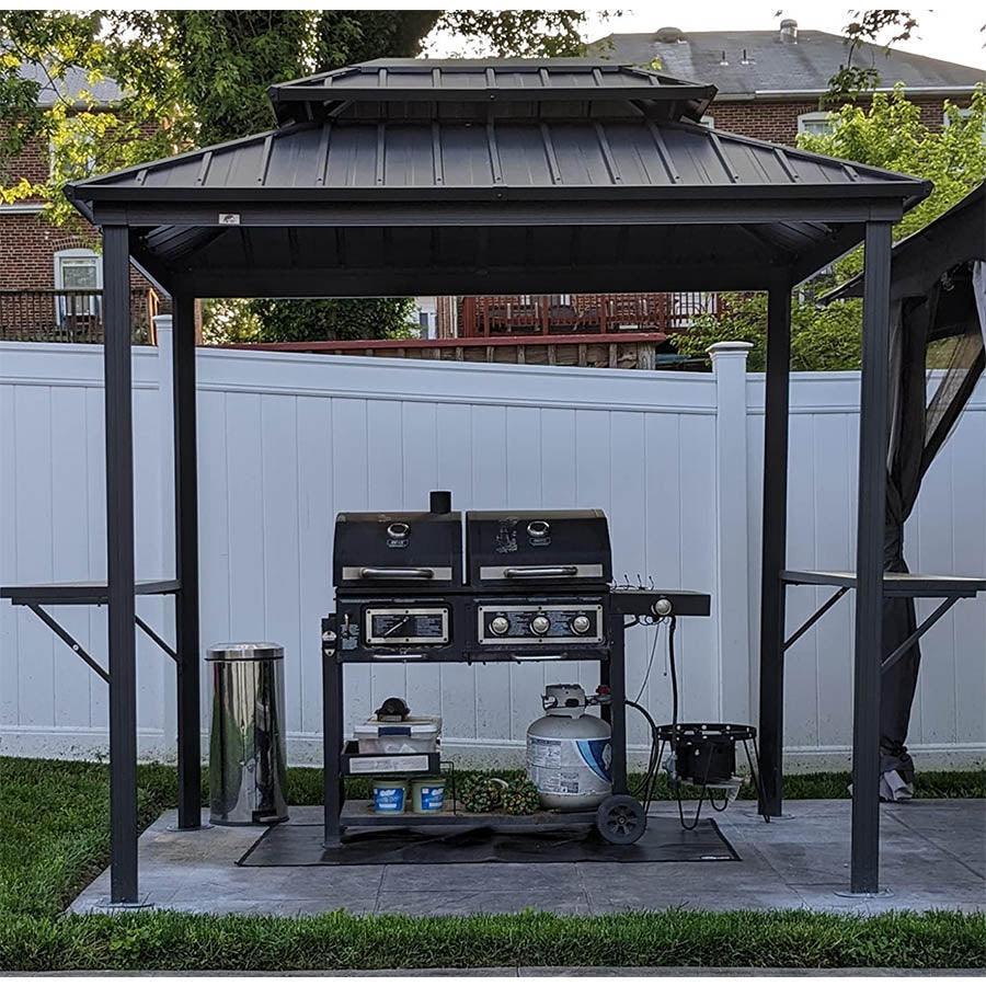 PURPLE LEAF Hardtop Grill Gazebo for Patio Grey Permanent Metal Roof Outside Sun Shade Outdoor BBQ Canopy - Image 13