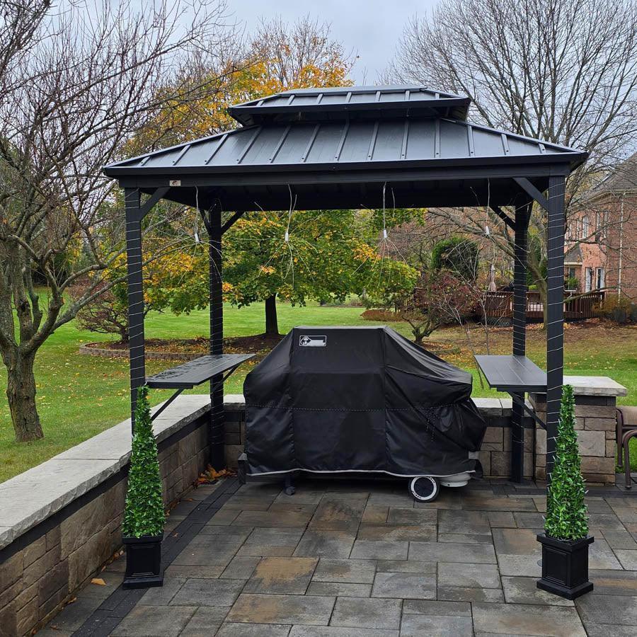 PURPLE LEAF Hardtop Grill Gazebo for Patio Grey Permanent Metal Roof Outside Sun Shade Outdoor BBQ Canopy - Image 31
