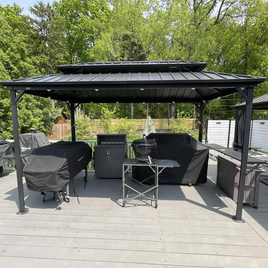 PURPLE LEAF Hardtop Grill Gazebo for Patio Grey Permanent Metal Roof Outside Sun Shade Outdoor BBQ Canopy - Image 39