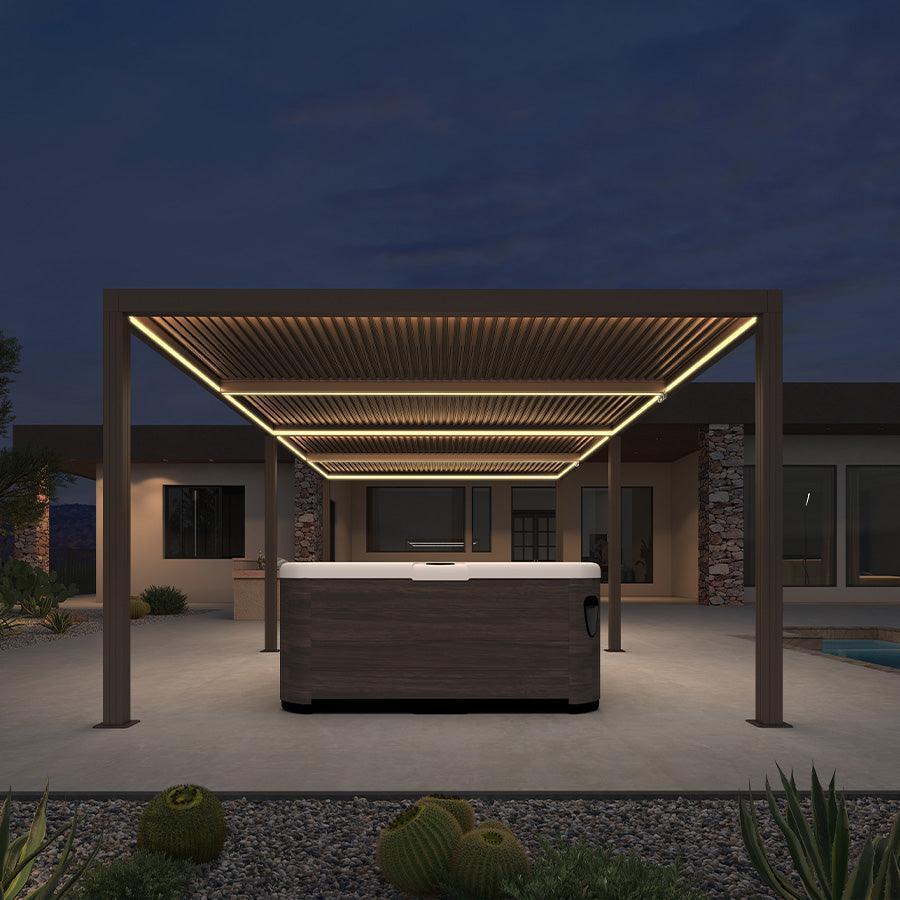 PURPLE LEAF Athena Louvered Pergola Bronze Outdoor Aluminum Pergola with Strip Lights Adjustable Gazebo for Patio Deck Garden - Image 15