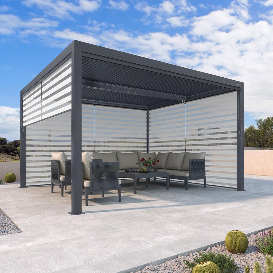 PURPLE LEAF Athena Louvered Pergola Grey Outdoor Aluminum Pergola with Roller Blind Adjustable Gazebo for Patio Deck Garden - Image 12