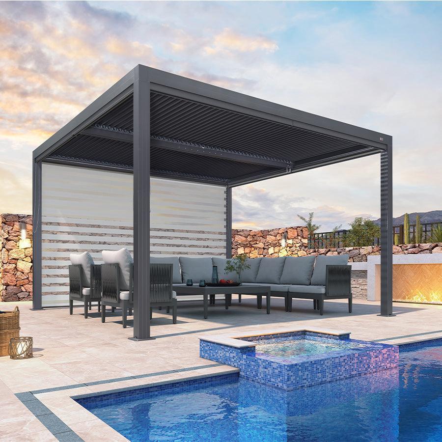 PURPLE LEAF Athena Louvered Pergola Grey Outdoor Aluminum Pergola with Roller Blind Adjustable Gazebo for Patio Deck Garden - Image 15