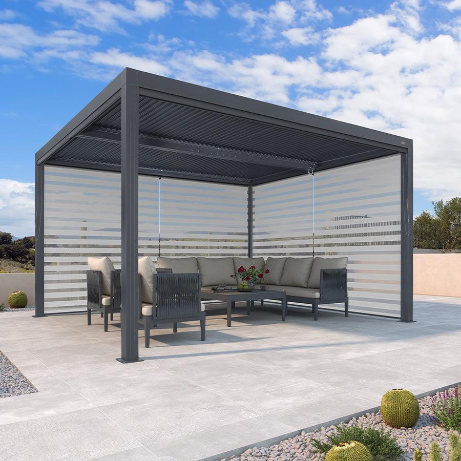 PURPLE LEAF Athena Louvered Pergola Grey Outdoor Aluminum Pergola with Roller Blind Adjustable Gazebo for Patio Deck Garden - Image 19