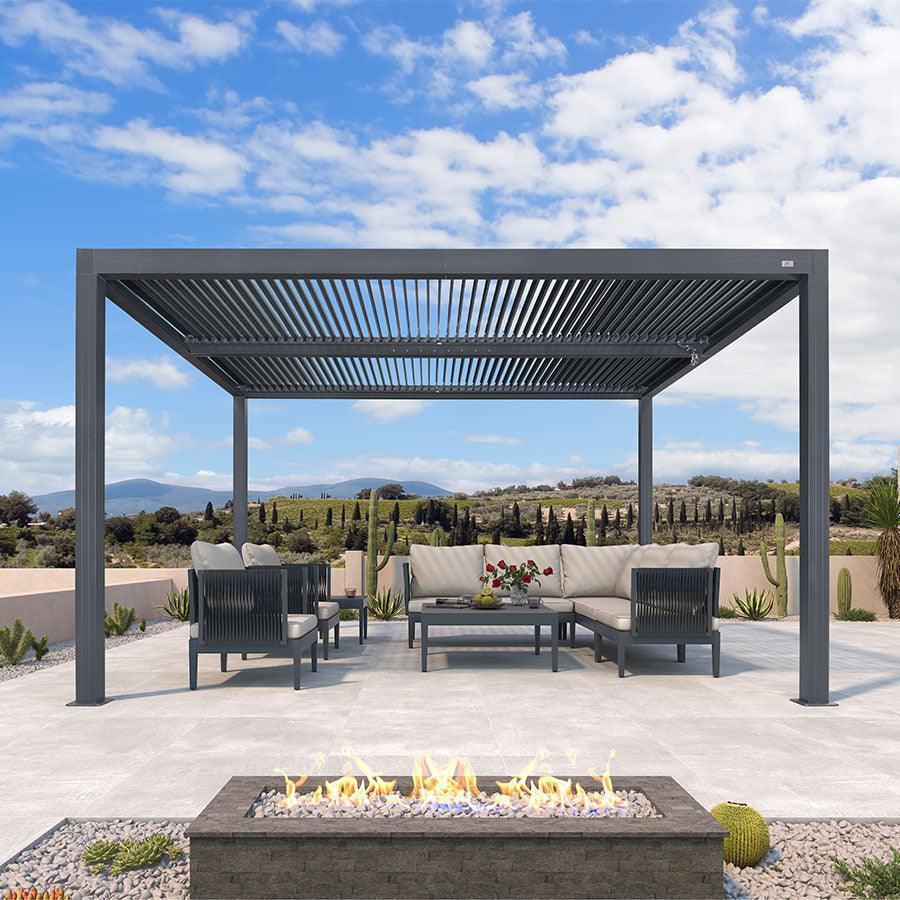 PURPLE LEAF Athena Louvered Pergola Grey Outdoor Aluminum Pergola with Roller Blind Adjustable Gazebo for Patio Deck Garden - Image 5