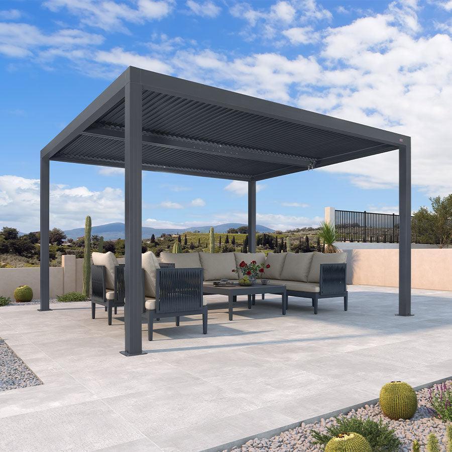 PURPLE LEAF Athena Louvered Pergola Grey Outdoor Aluminum Pergola with Roller Blind Adjustable Gazebo for Patio Deck Garden - Image 6