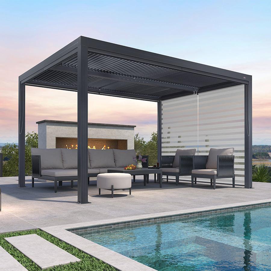PURPLE LEAF Athena Louvered Pergola Grey Outdoor Aluminum Pergola with Roller Blind Adjustable Gazebo for Patio Deck Garden - Image 66