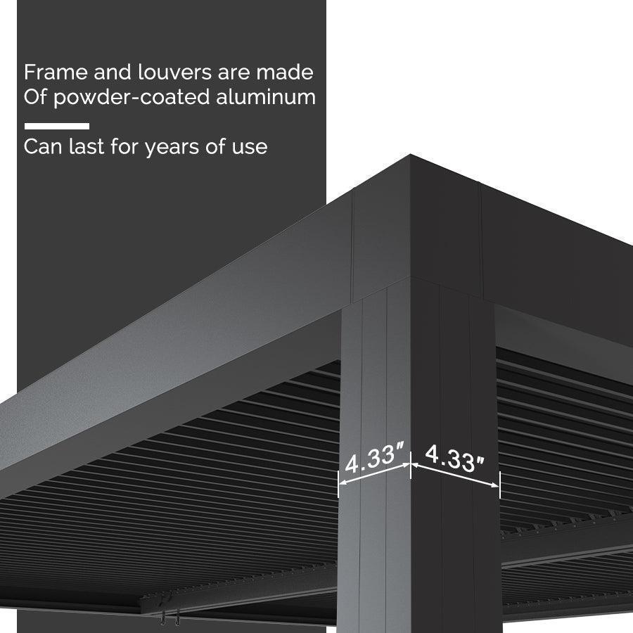 PURPLE LEAF Athena Louvered Pergola Grey Outdoor Aluminum Pergola with Roller Blind Adjustable Gazebo for Patio Deck Garden - Image 70
