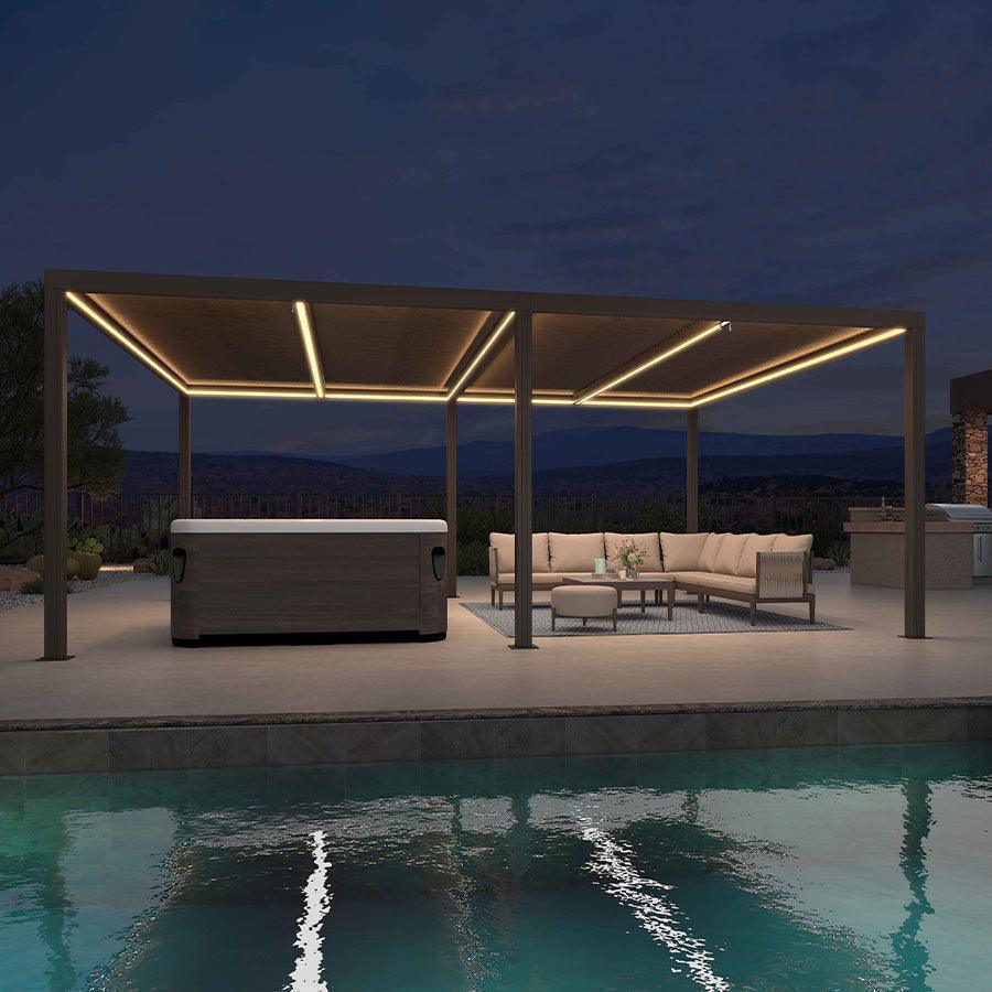 PURPLE LEAF Athena Louvered Pergola Grey Outdoor Aluminum Pergola with Strip Lights Adjustable Gazebo for Patio Deck Garden - Image 23