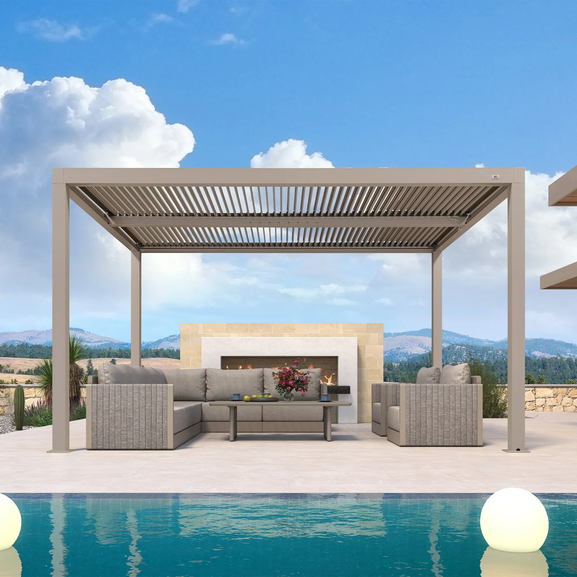 PURPLE LEAF Athena Louvered Pergola Modern Champagne Pergola with Adjustable Roof for Deck Backyard Garden - Image 3