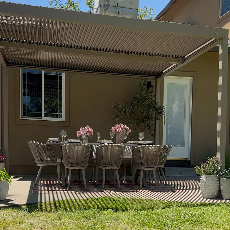 PURPLE LEAF Athena Louvered Pergola Modern Champagne Pergola with Adjustable Roof for Deck Backyard Garden - Image 37