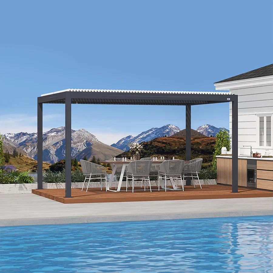 PURPLE LEAF Athena Louvered Pergola Modern Grey Pergola with White Roof for Deck Backyard Garden - Image 24