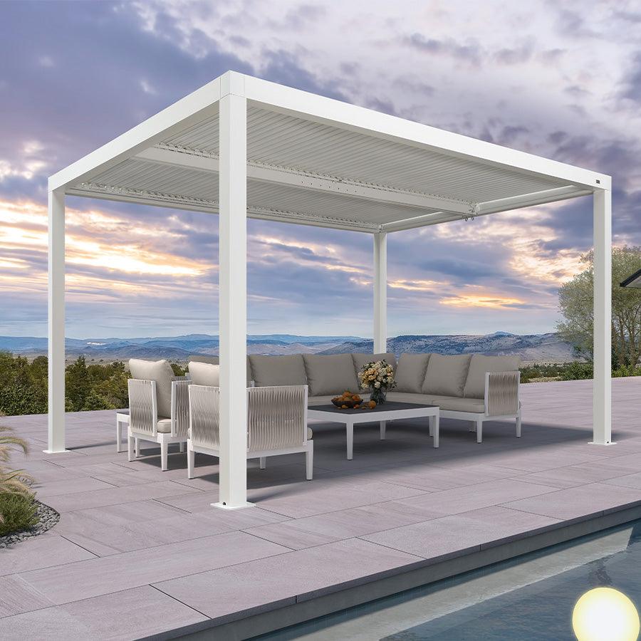 PURPLE LEAF Athena Louvered Pergola Modern White Pergola with Adjustable Roof for Deck Backyard Garden - Image 5