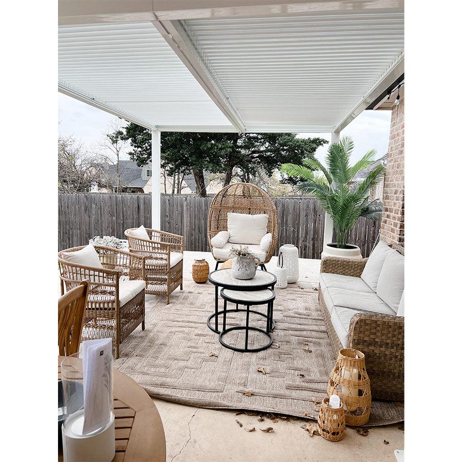 PURPLE LEAF Athena Louvered Pergola Modern White Pergola with Adjustable Roof for Deck Backyard Garden - Image 52
