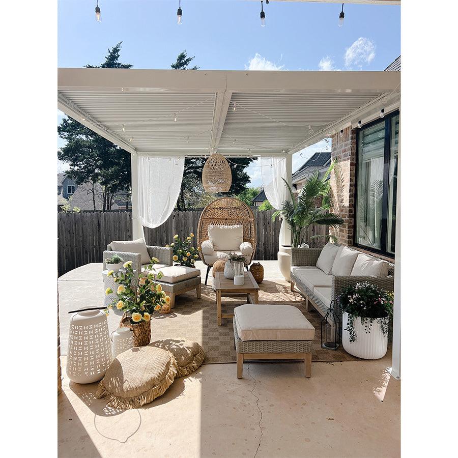 PURPLE LEAF Athena Louvered Pergola Modern White Pergola with Adjustable Roof for Deck Backyard Garden - Image 53