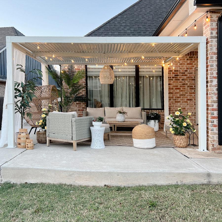 PURPLE LEAF Athena Louvered Pergola Modern White Pergola with Adjustable Roof for Deck Backyard Garden - Image 54