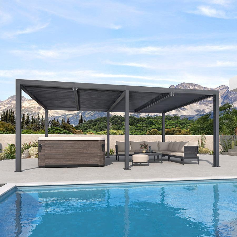 PURPLE LEAF Athena Louvered Pergola Outdoor Aluminum Pergola with Adjustable Roof for Deck Backyard Garden Hardtop Gazebo - Image 134
