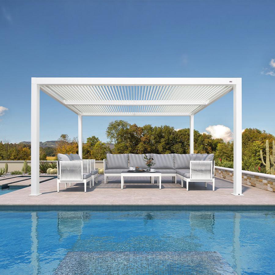 PURPLE LEAF Athena Louvered Pergola Outdoor Aluminum Pergola with Adjustable Roof for Deck Backyard Garden Hardtop Gazebo - Image 149