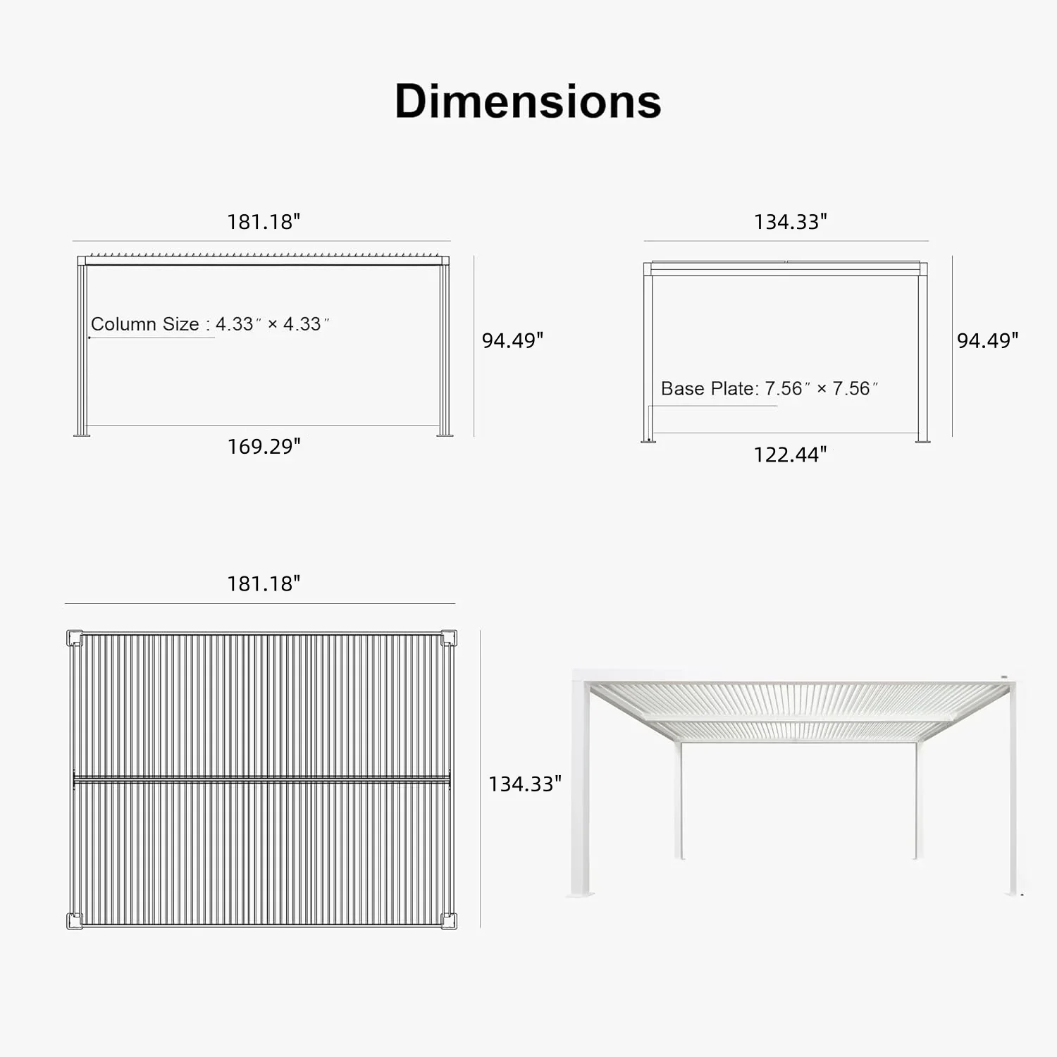 PURPLE LEAF Athena Louvered Pergola Outdoor Aluminum Pergola with Adjustable Roof for Deck Backyard Garden Hardtop Gazebo - Image 161