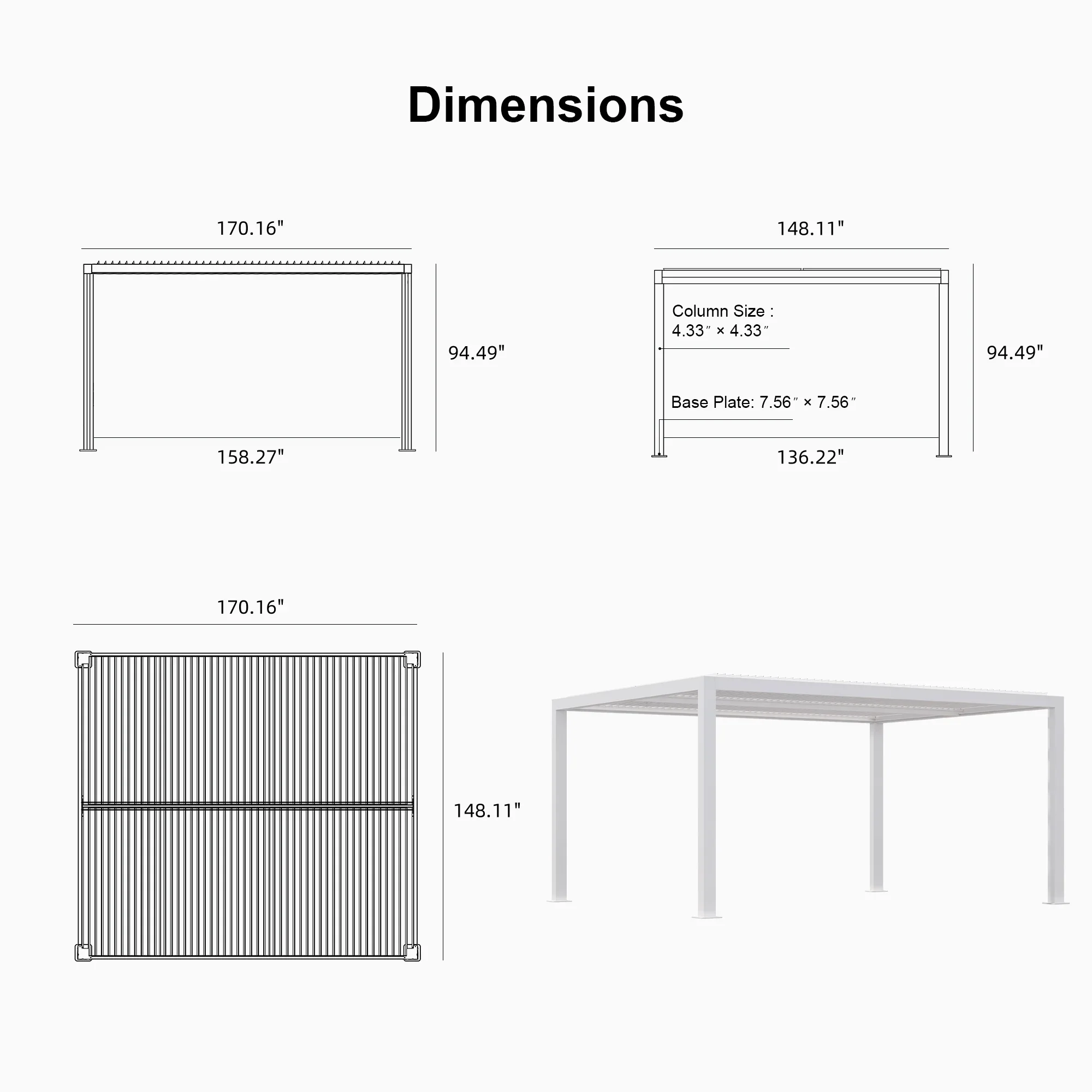 PURPLE LEAF Athena Louvered Pergola Outdoor Aluminum Pergola with Adjustable Roof for Deck Backyard Garden Hardtop Gazebo - Image 163