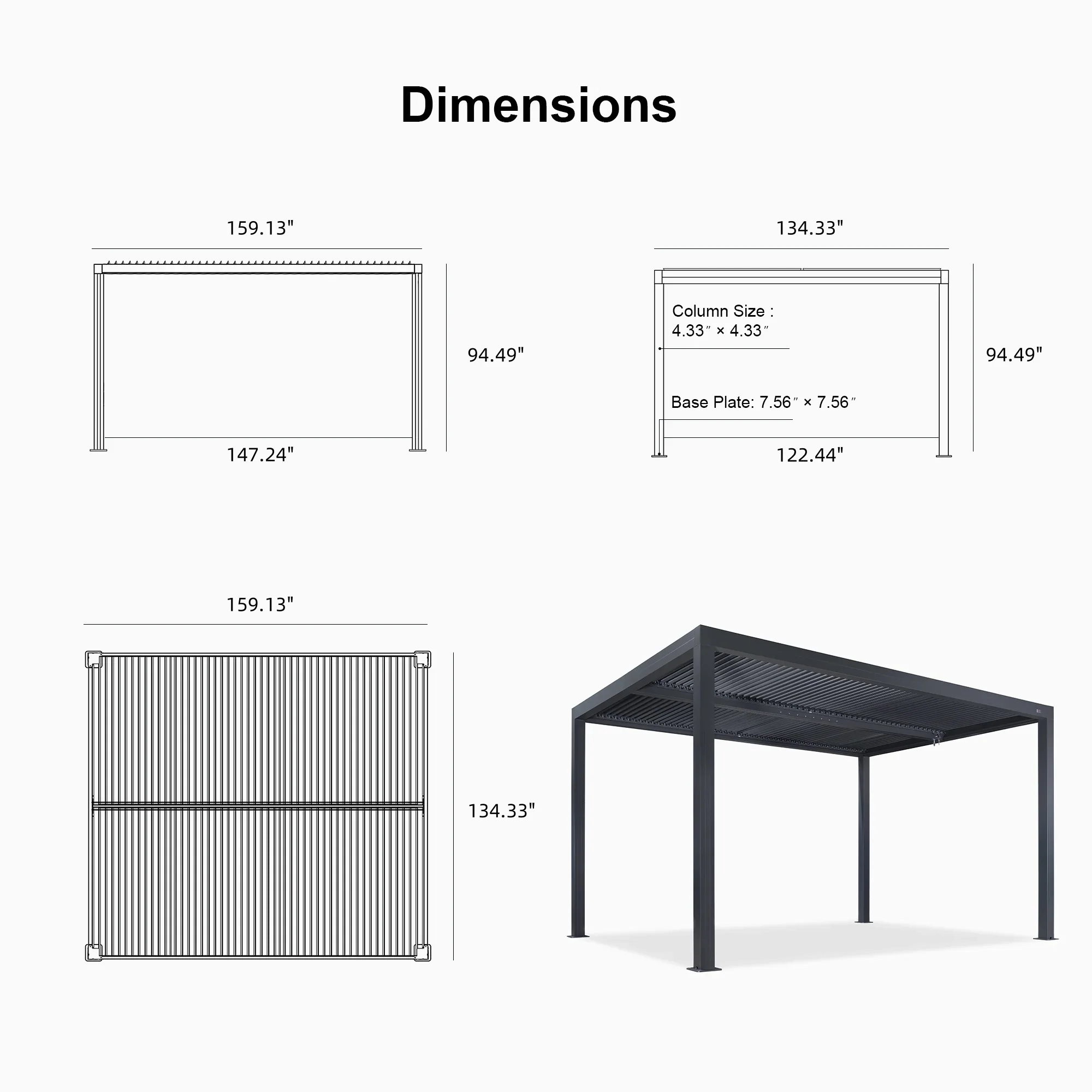 PURPLE LEAF Athena Louvered Pergola Outdoor Aluminum Pergola with Adjustable Roof for Deck Backyard Garden Hardtop Gazebo - Image 177