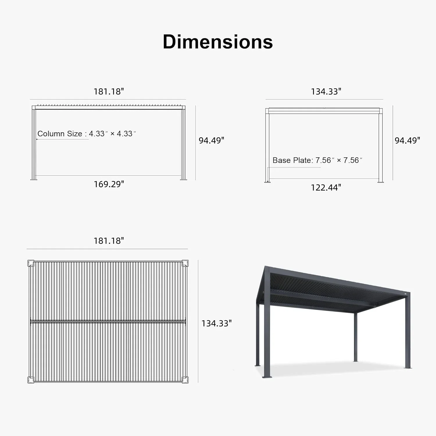PURPLE LEAF Athena Louvered Pergola Outdoor Aluminum Pergola with Adjustable Roof for Deck Backyard Garden Hardtop Gazebo - Image 181