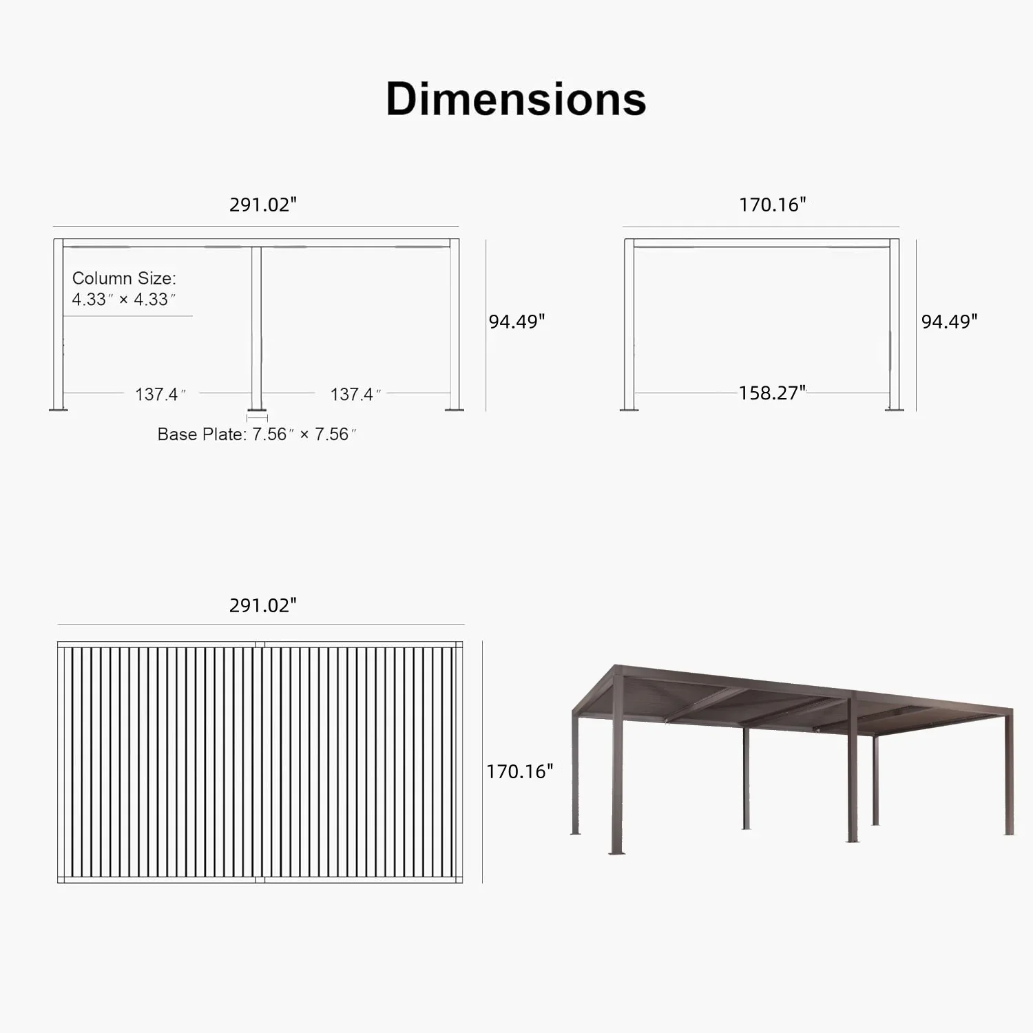 PURPLE LEAF Athena Louvered Pergola Outdoor Aluminum Pergola with Adjustable Roof for Deck Backyard Garden Hardtop Gazebo - Image 195