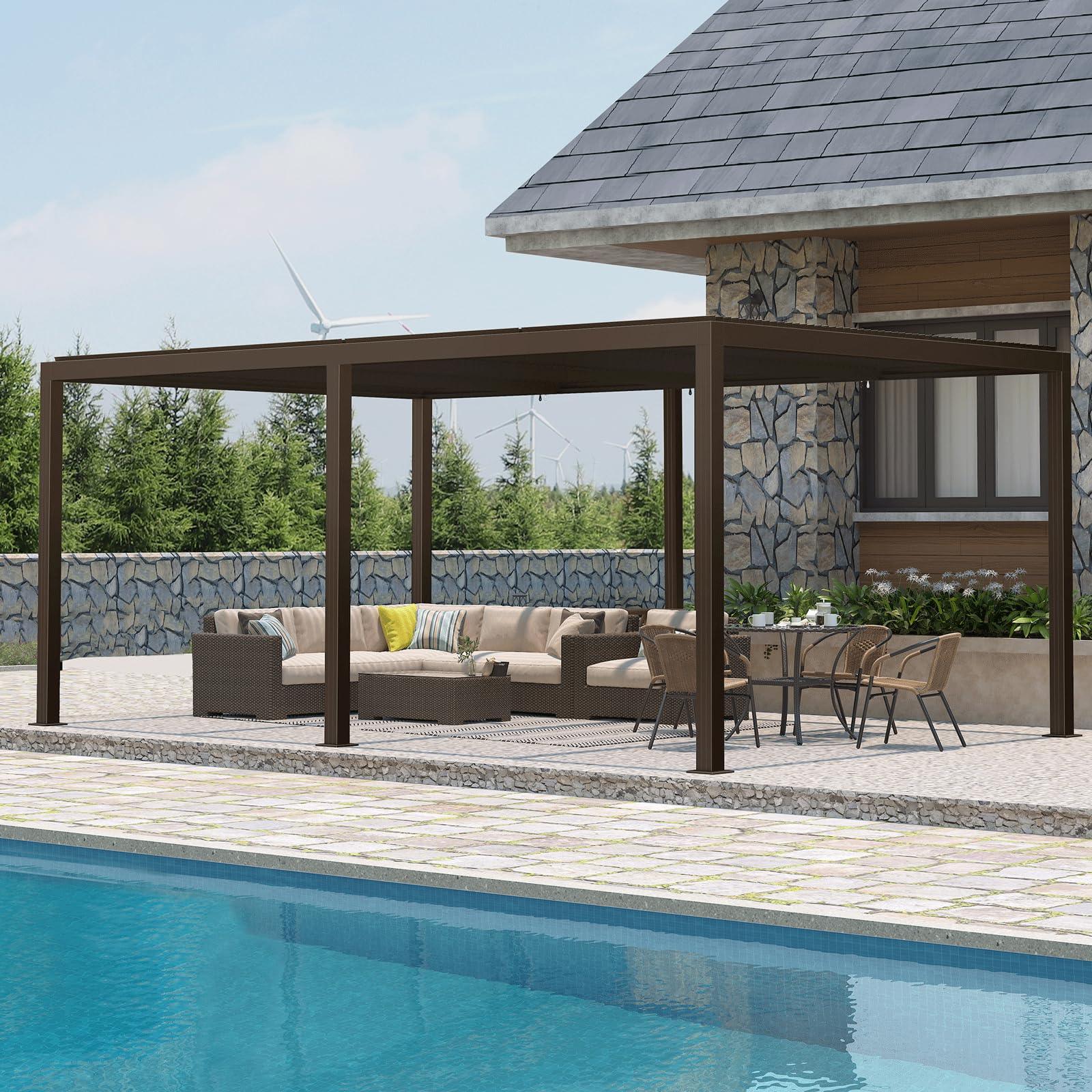 PURPLE LEAF Athena Louvered Pergola Outdoor Aluminum Pergola with Adjustable Roof for Deck Backyard Garden Hardtop Gazebo - Image 33