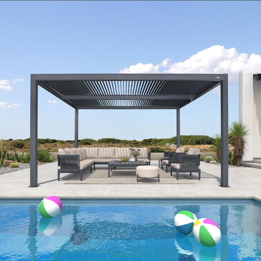 PURPLE LEAF Athena Louvered Pergola Outdoor Aluminum Pergola with Adjustable Roof for Deck Backyard Garden Hardtop Gazebo - Image 61